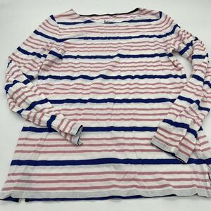 Boden Breton Stripe Long Sleeve Top Size 10 Colorful Pink Yellow Boat Neck Tee